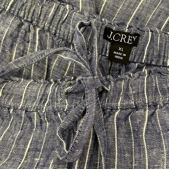 NEW!! J. CREW New Soliel Pants Striped Linen Blue & White Elastic Waist X-Large - Picture 12 of 15